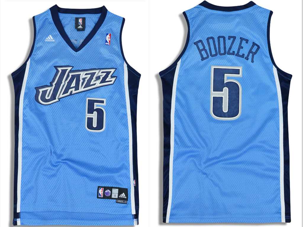 Mens UTAH JAZZ #5 Carlos Boozer Light Blue ADIDAS SWINGMAN JERSEY